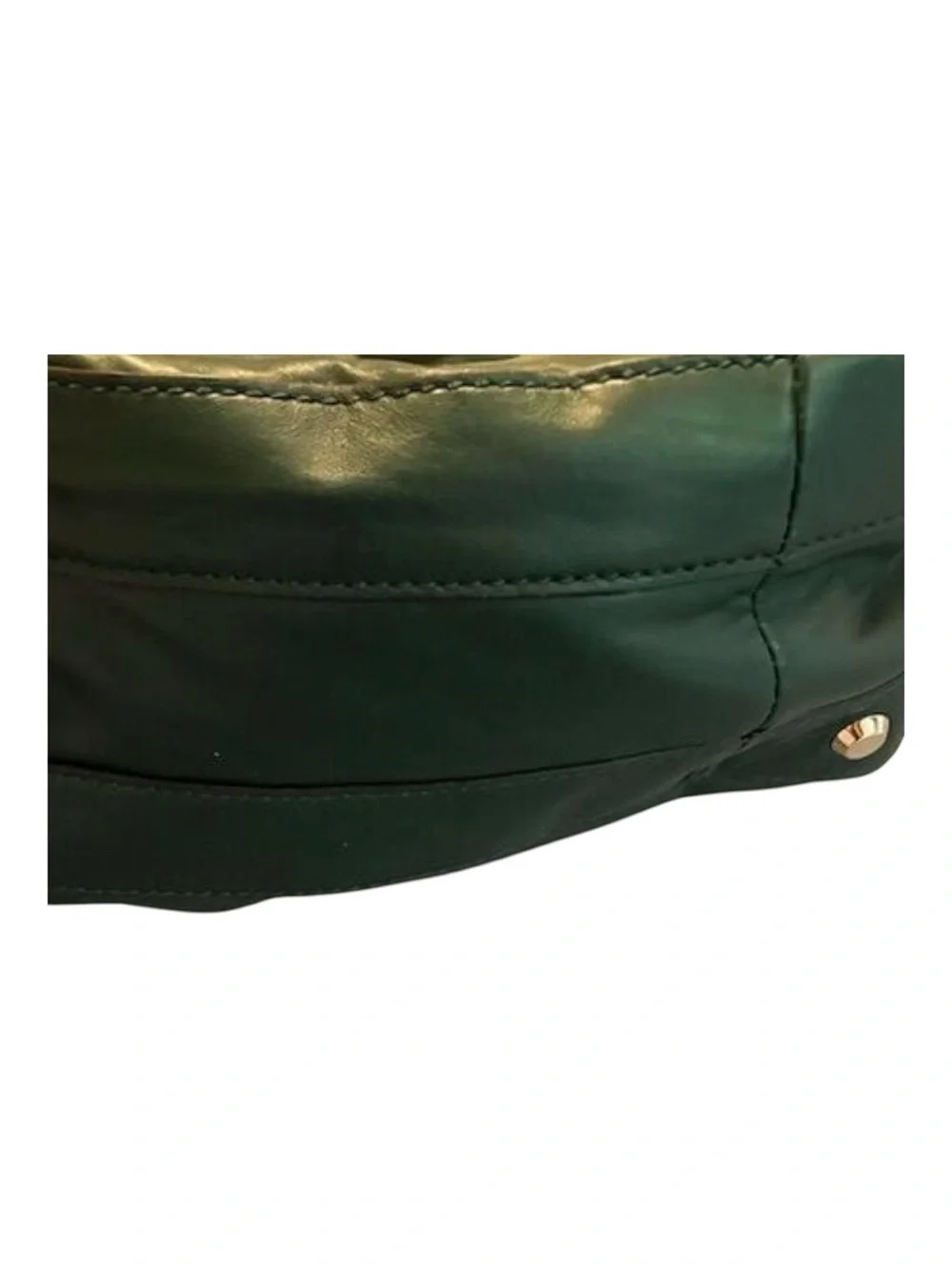 Michael Kors Ludlow Stud Green Leather Shoulder Bag w Gold Accents Like New